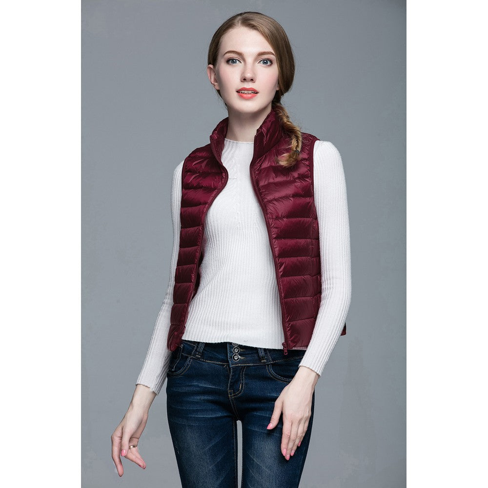 Womens Stand-up Collar Vest K-6001 Winered