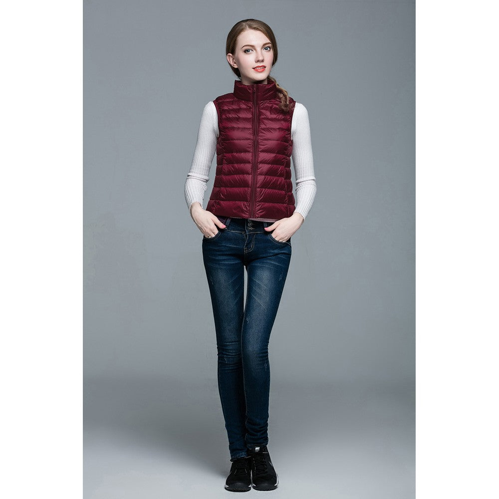 Womens Stand-up Collar Vest K-6001 Winered