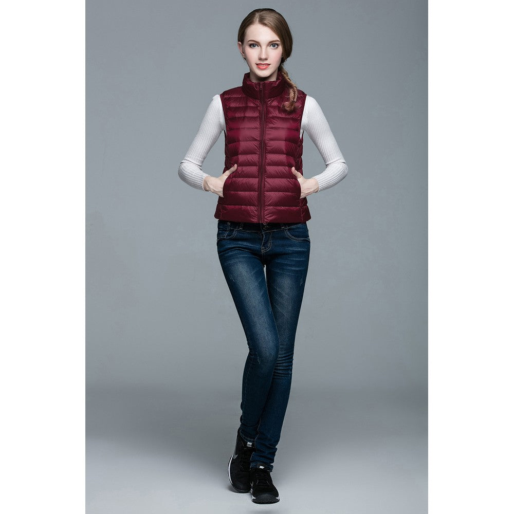 Womens Stand-up Collar Vest K-6001 Winered