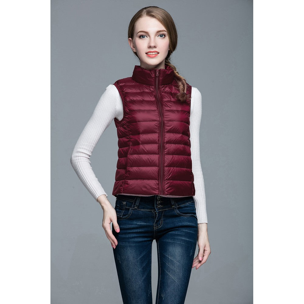 Womens Stand-up Collar Vest K-6001 Winered