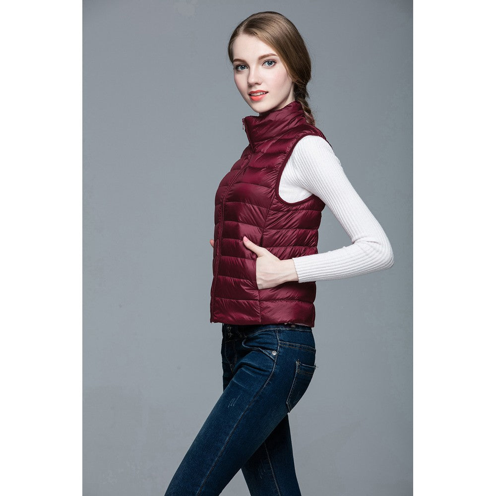 Womens Stand-up Collar Vest K-6001 Winered