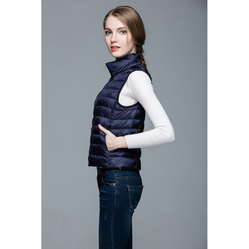 Womens Stand-up Collar Vest K-6001 Navy