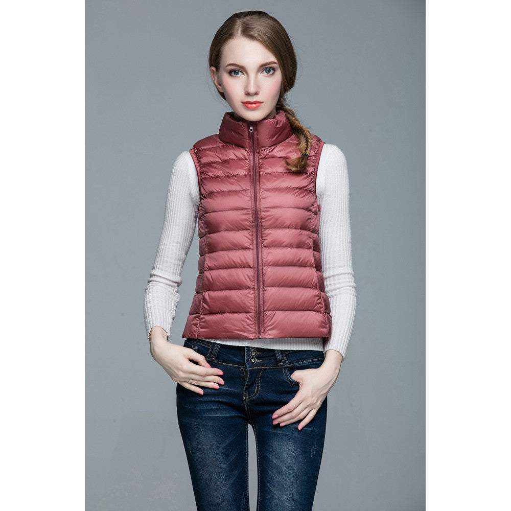 Womens Stand-up Collar Vest K-6001 Pink