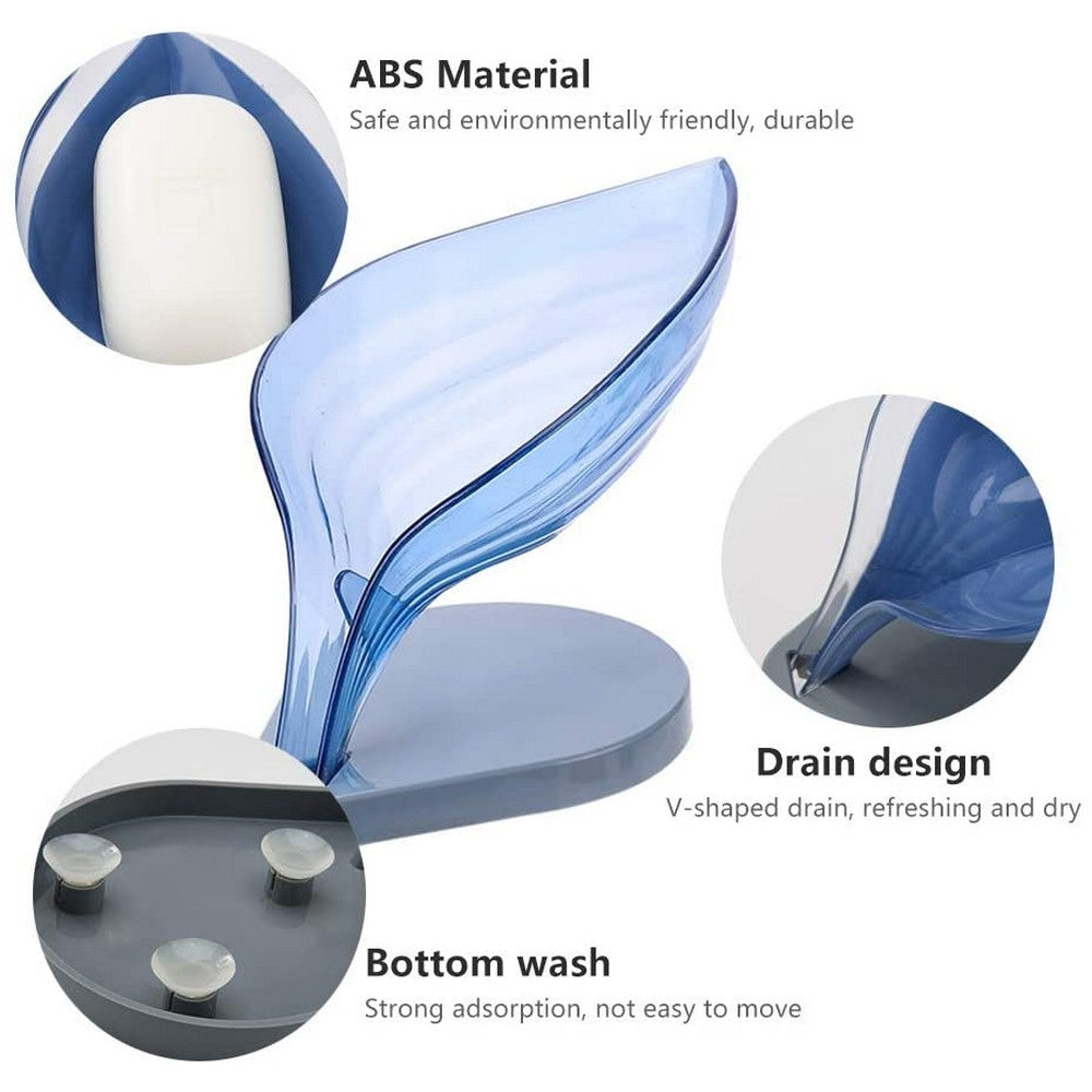2 X Leaf Shape Self Draining Soap Boxes for Bathroom Home