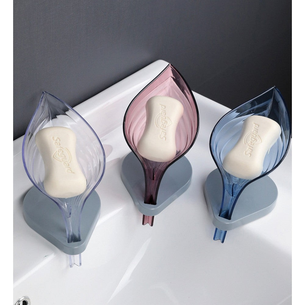 2 X Leaf Shape Self Draining Soap Boxes for Bathroom Home