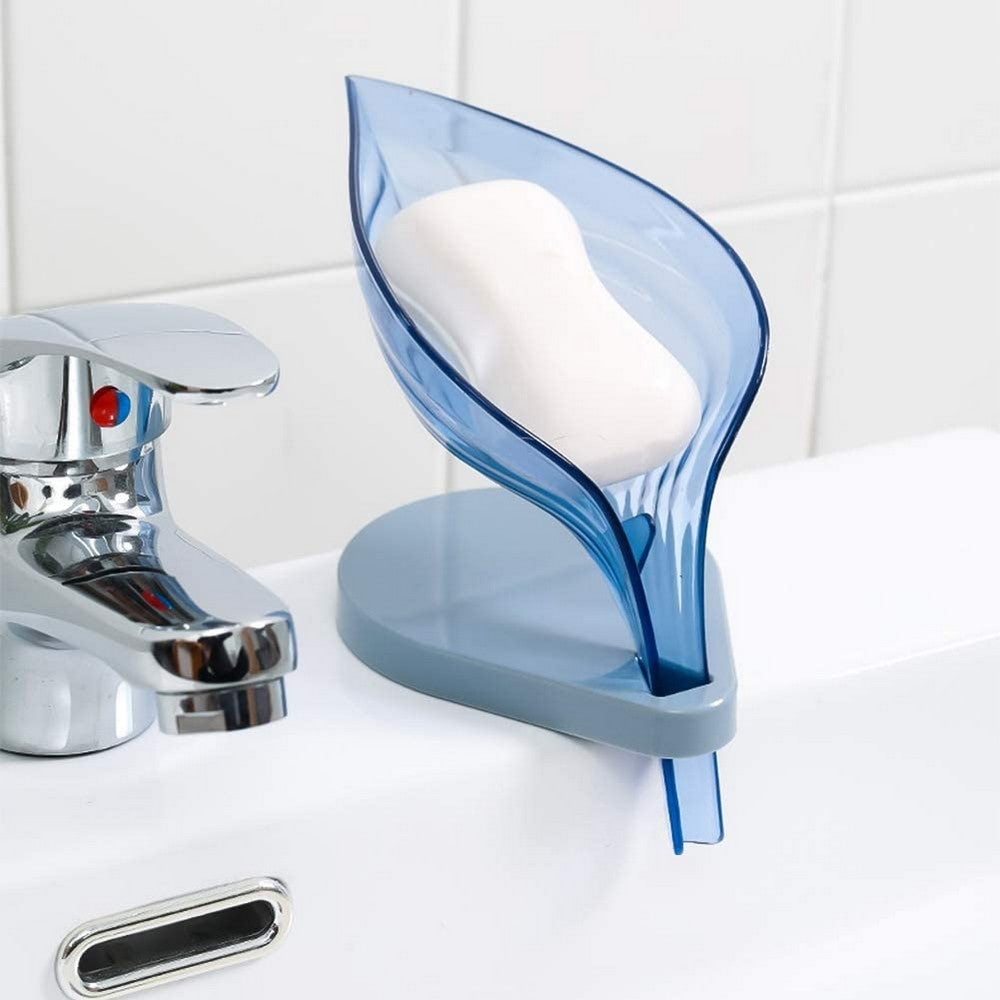 2 X Leaf Shape Self Draining Soap Boxes for Bathroom Home