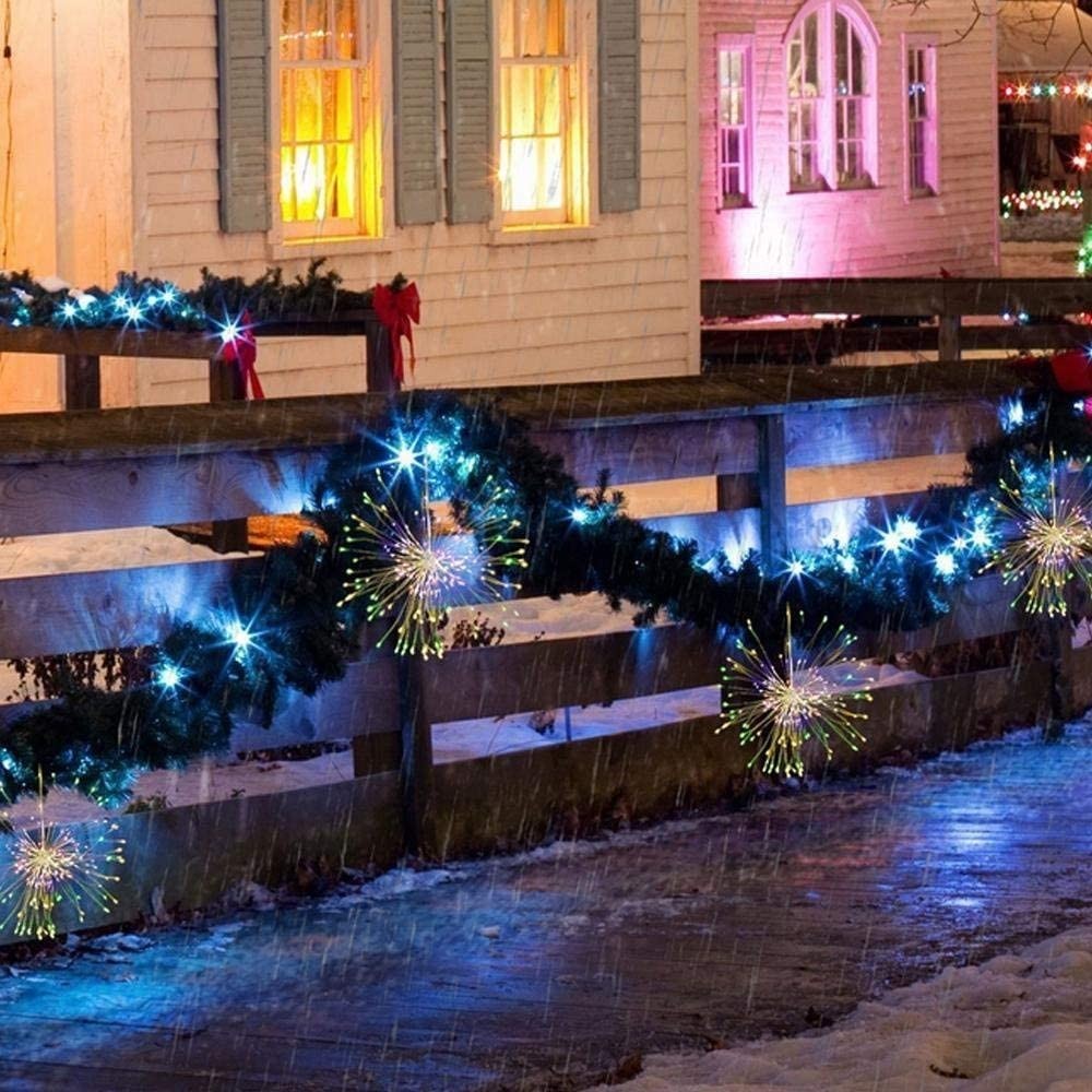 Waterproof 40 Branches 200LED Solar Power Hanging Starburst Lights LED Fireworks Lamp Multicolor