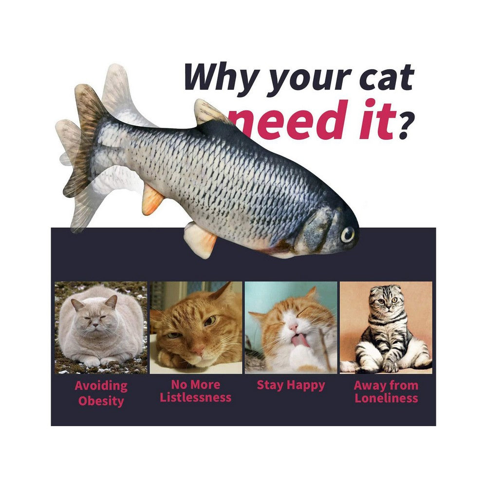 USB Rechargeable Realistic Moving Fish Toy for Cat Style 3