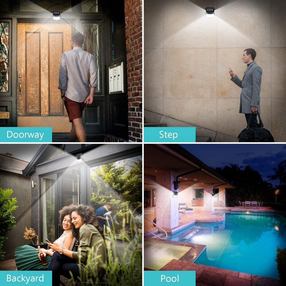 2 Pack 160 LED 4 Side Outdoor Solar Powered Motion Sensor Lights Wall Lamps