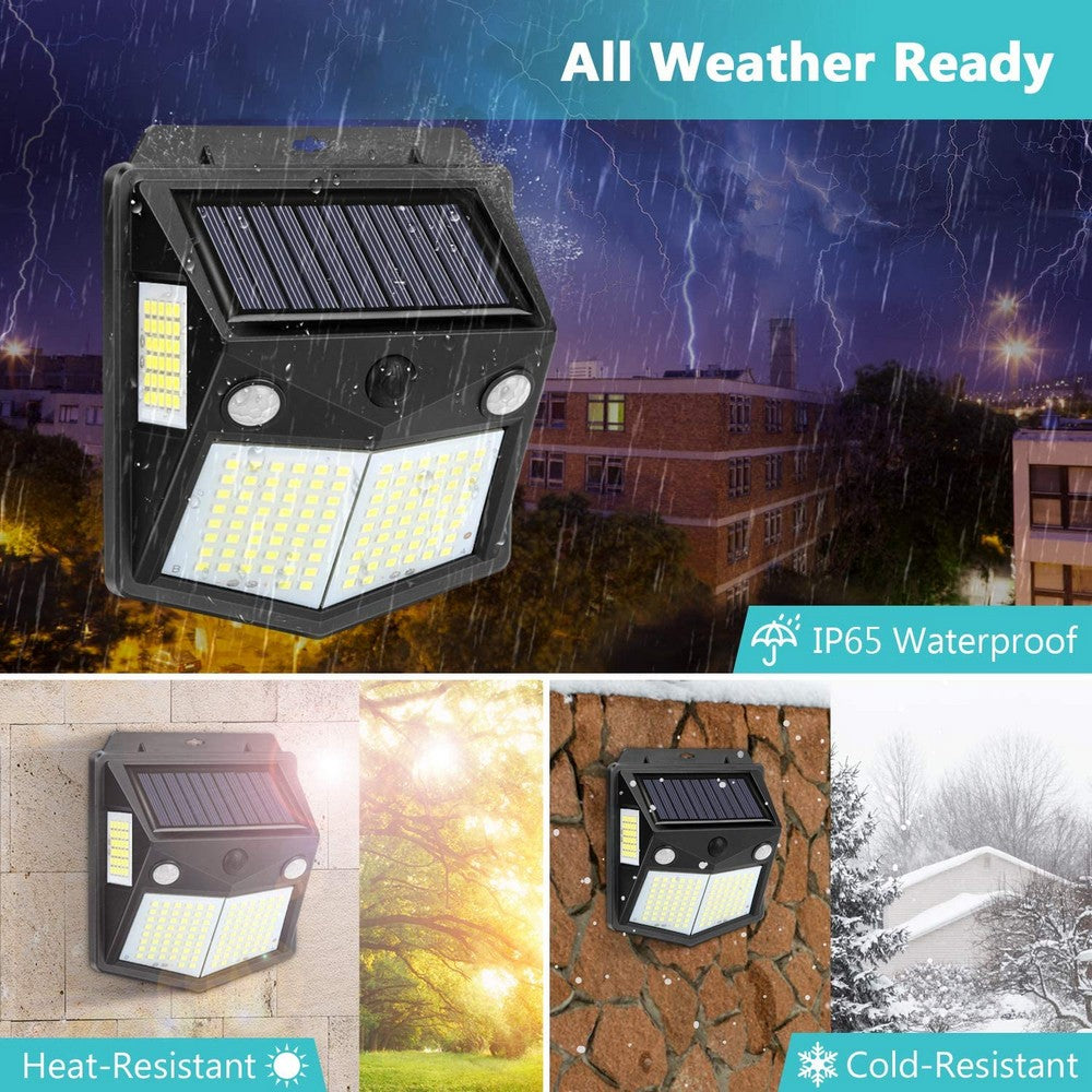 2 Pack 160 LED 4 Side Outdoor Solar Powered Motion Sensor Lights Wall Lamps