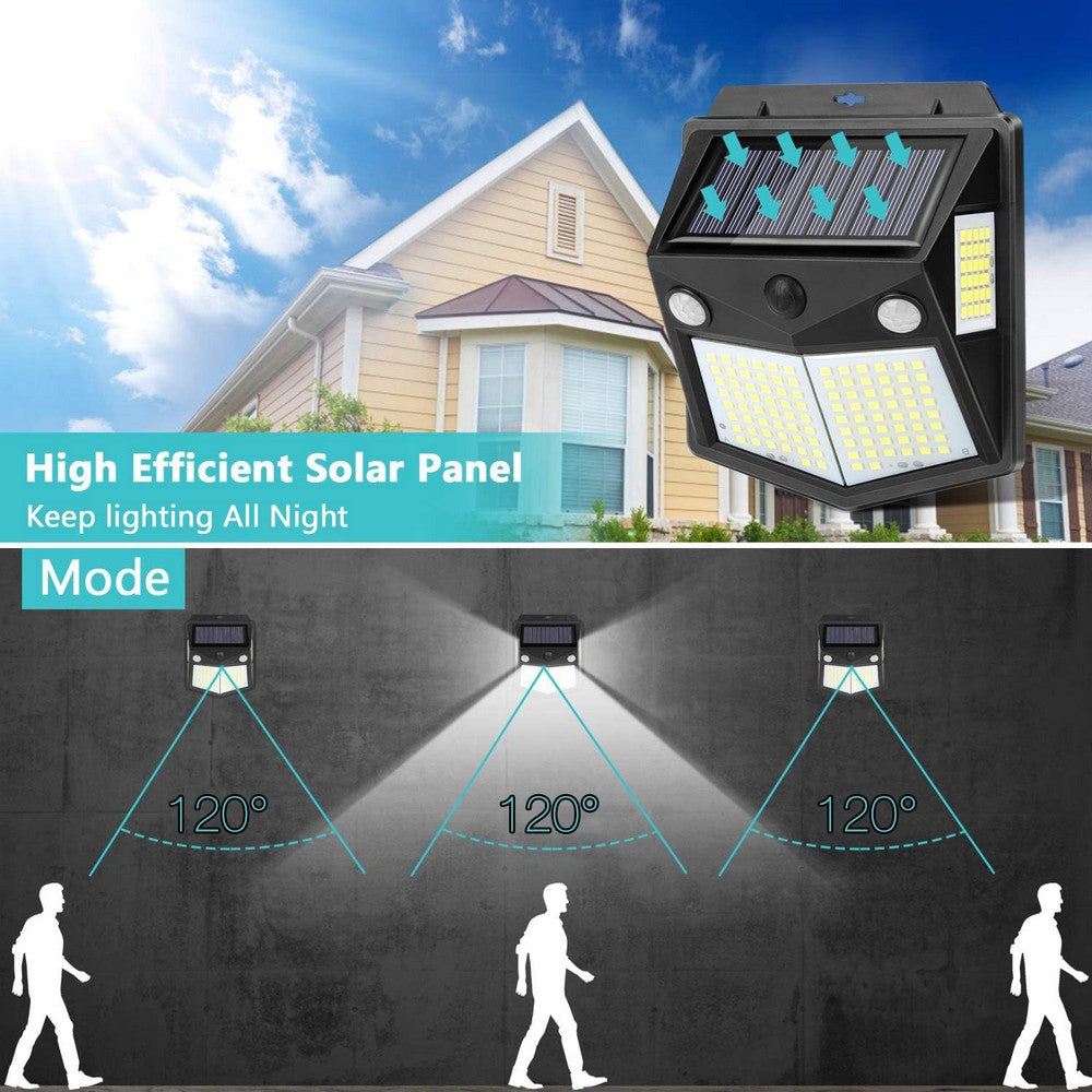 2 Pack 160 LED 4 Side Outdoor Solar Powered Motion Sensor Lights Wall Lamps