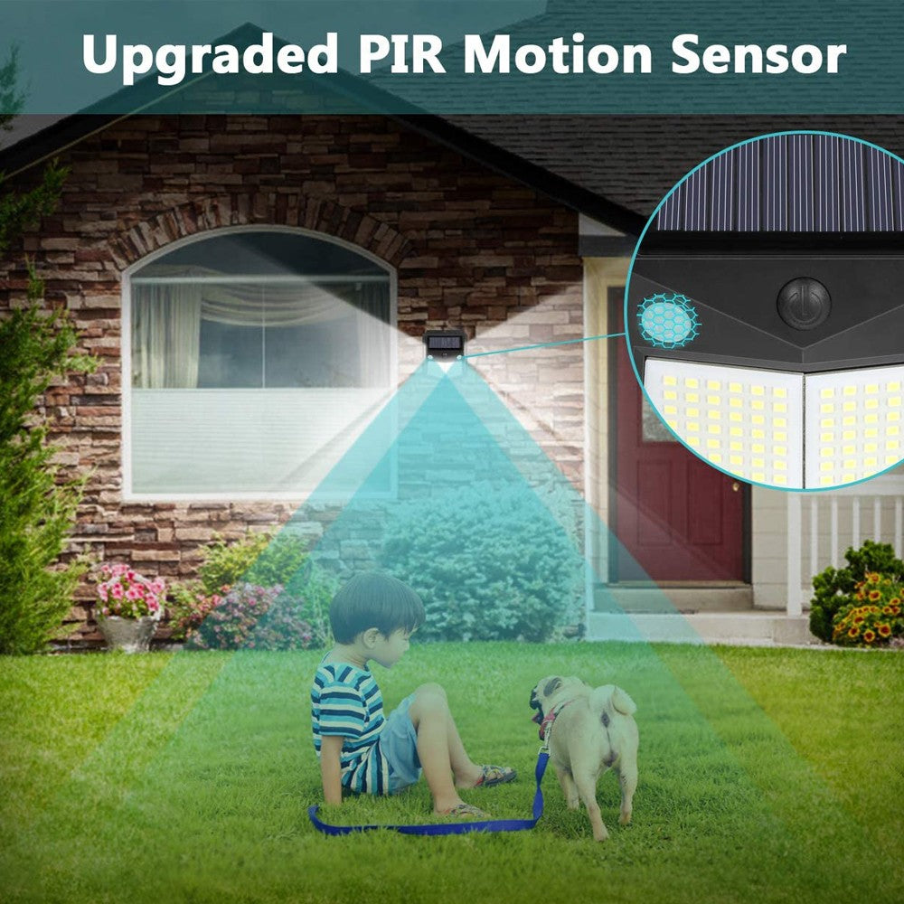 2 Pack 160 LED 4 Side Outdoor Solar Powered Motion Sensor Lights Wall Lamps