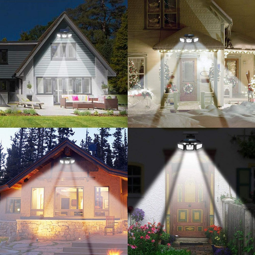 74LED IP65 Waterproof 3 Heads Spotlights Motion Sensor Solar Powered Lights