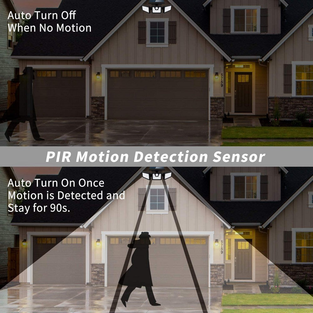 74LED IP65 Waterproof 3 Heads Spotlights Motion Sensor Solar Powered Lights
