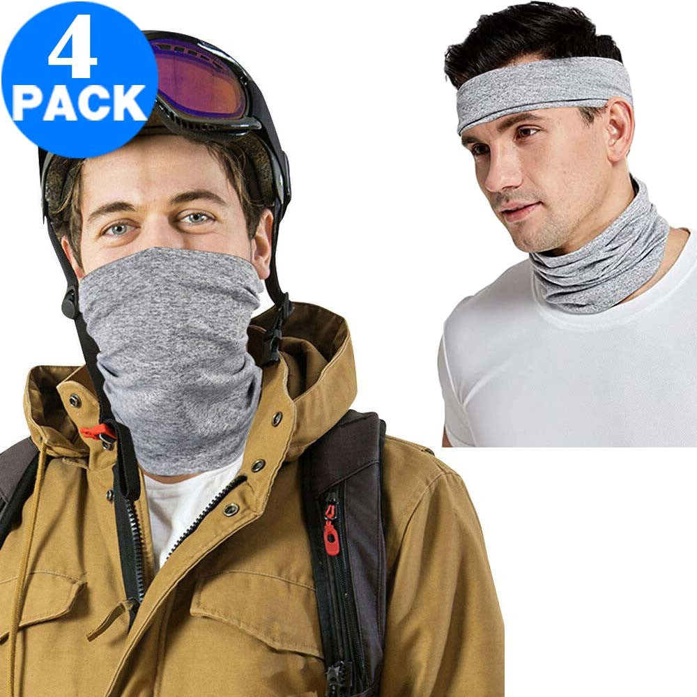 4 Pack Unisex Seamless Scarfs Outdoor Sports Neck Gaiters Neck Protectors Face Covers Bandanas for Adults FILTERS IS NOT INCLUDED
