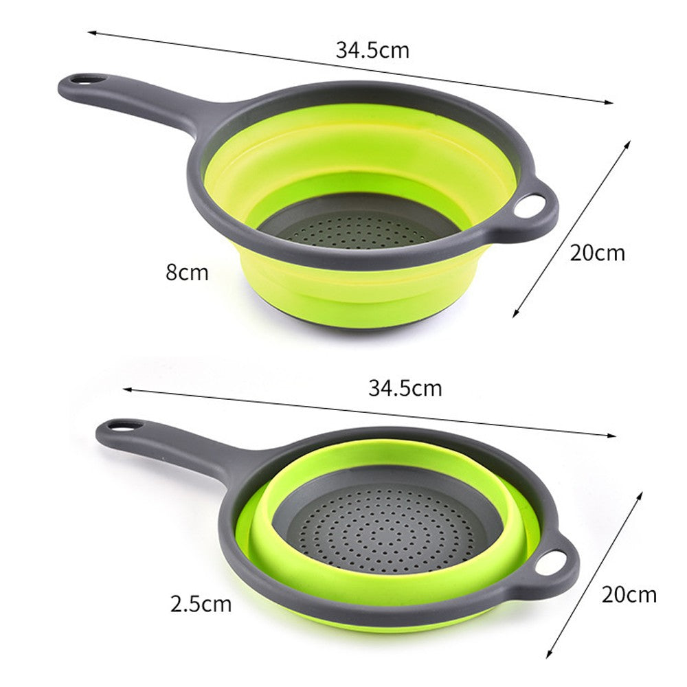 1 X Round Kitchen Collapsible Colanders and Strainers with Handles and 2PCS Round Kitchen Collapsible Colanders and Strainers Set Red