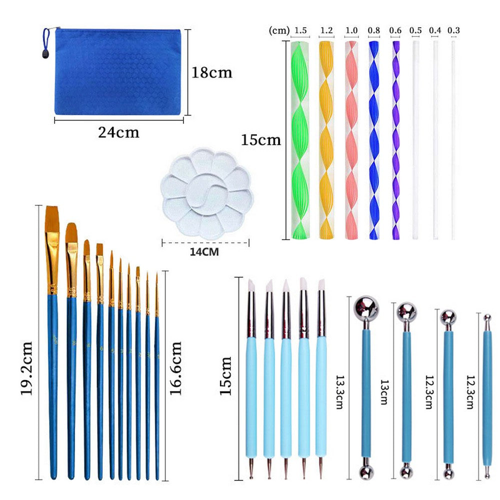 53 PCS Mandala Dotting Tools Mandala Stencil Rocks Painting Tool Kits Coloring Drawing Drafting Art Supplies Set