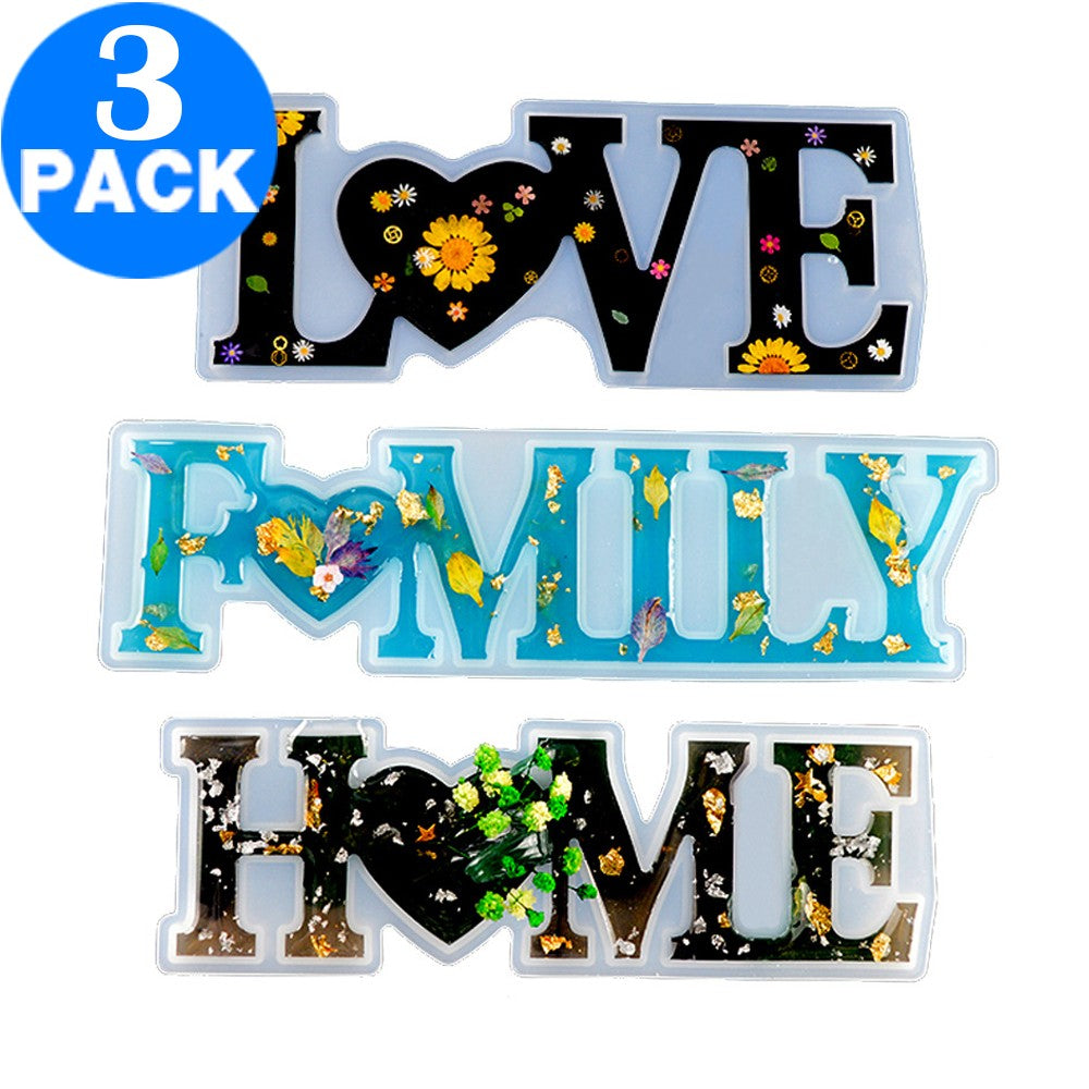 3 X DIY Letter Love Home Family Sign Resin Craft Casting Silicone Mold