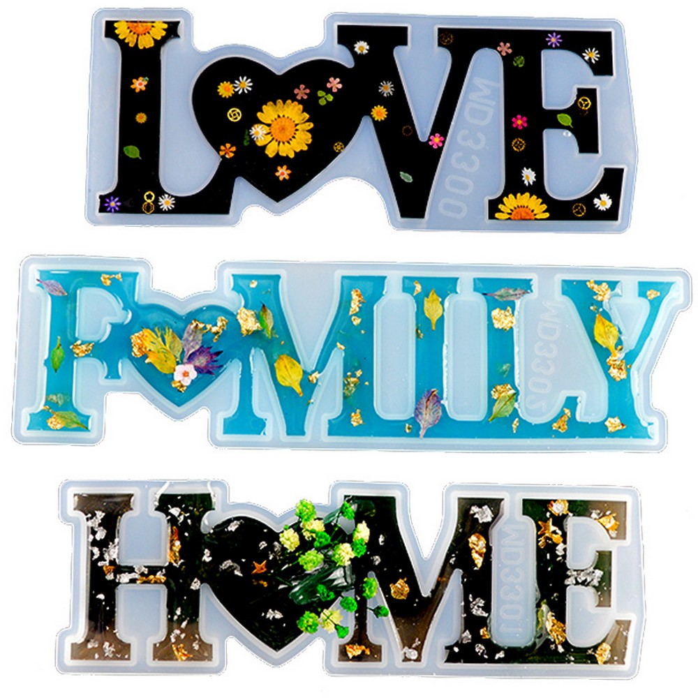 3 X DIY Letter Love Home Family Sign Resin Craft Casting Silicone Mold