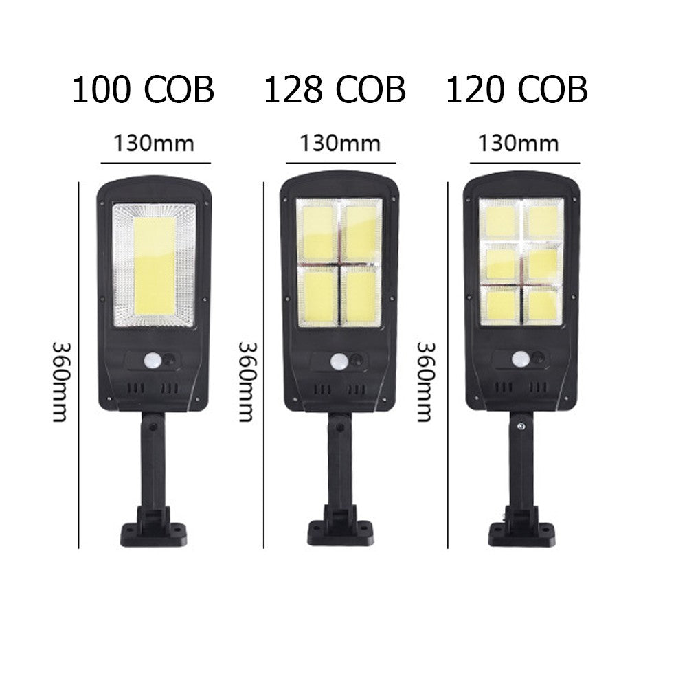 2 Pack 100 128 120COB Remote Control Outdoor Security Solar Powered Lights PIR Motion Sensor Lamp