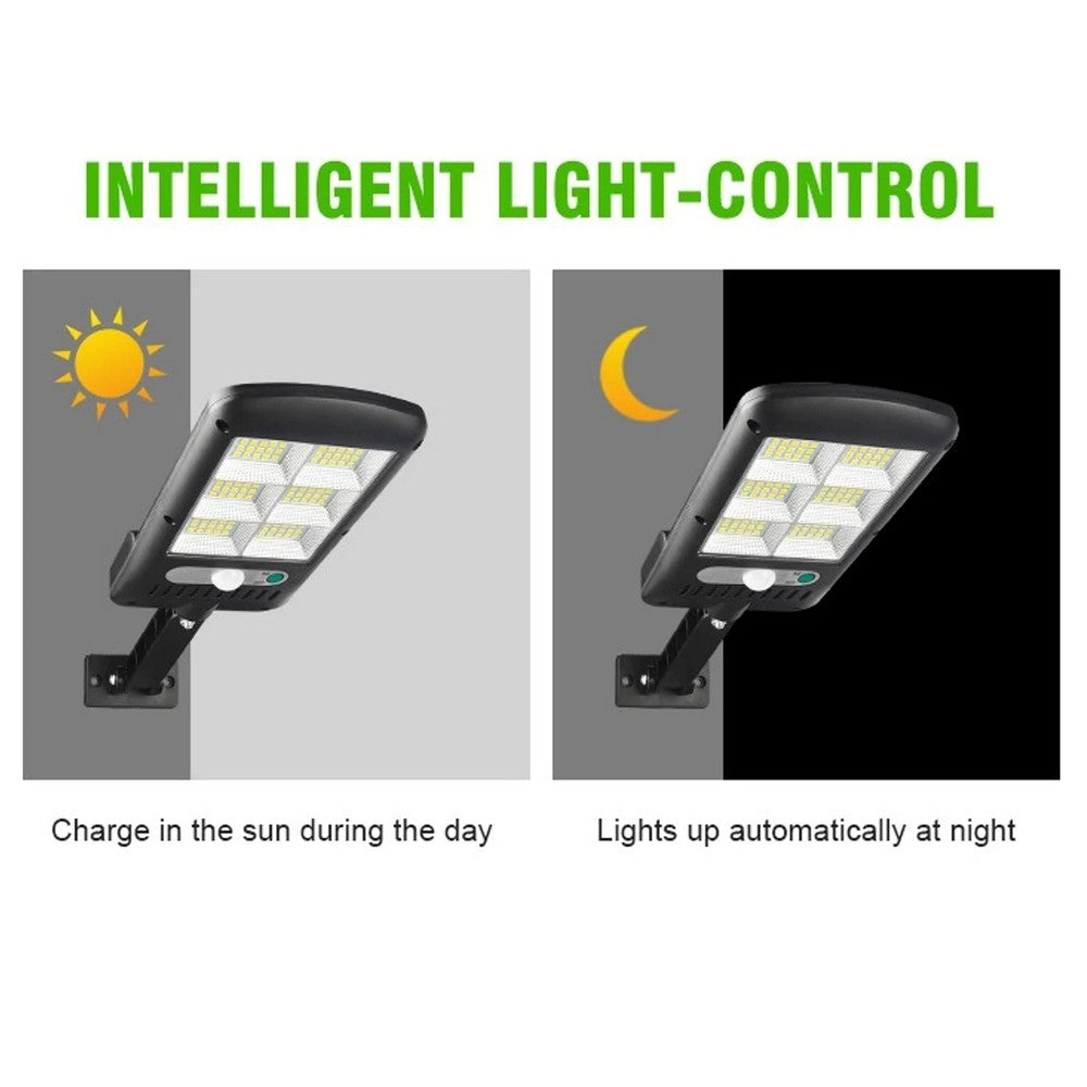 2 Pack 100 128 120COB Remote Control Outdoor Security Solar Powered Lights PIR Motion Sensor Lamp