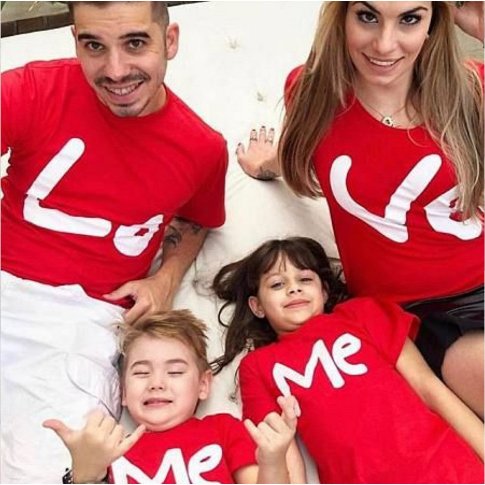 Love Me Printed Short Sleeve Family Matching Clothes T Shirt for Women
