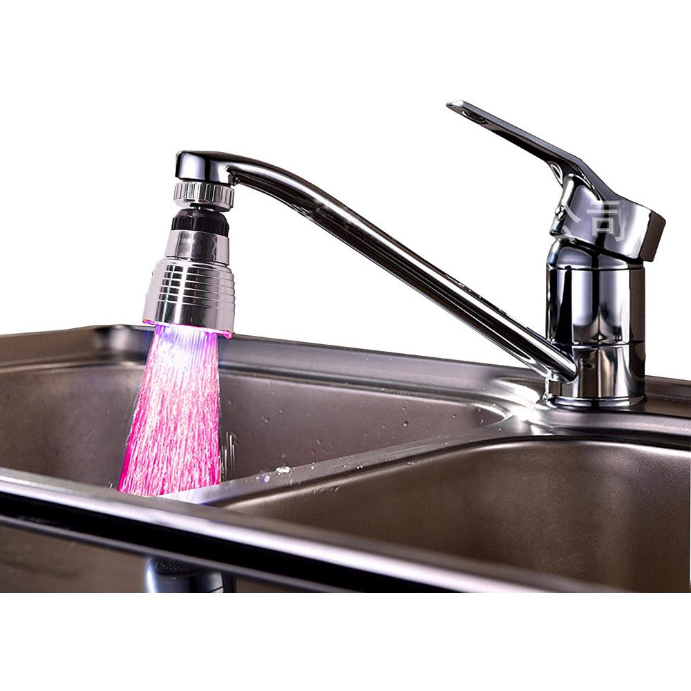 2 X Kitchen 360 Degree Swivel 3 Colours Temperature Sensitive Sink Water Faucet with LED Light Style 1 nad Style 2