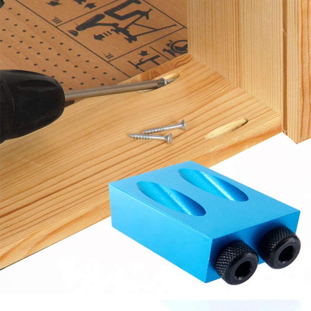 15 Degree Angle Hole Locator Self Centering Dowelling Jig Woodworking Puncher Set Tools with 6 MM 8MM 10MM Drill Bits and Clamp