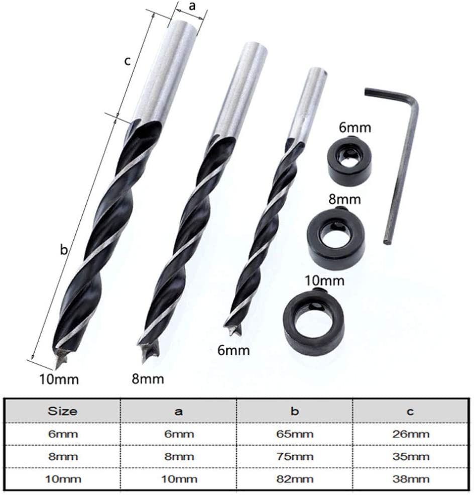 15 Degree Angle Hole Locator Self Centering Dowelling Jig Woodworking Puncher Set Tools with 6 MM 8MM 10MM Drill Bits and Clamp