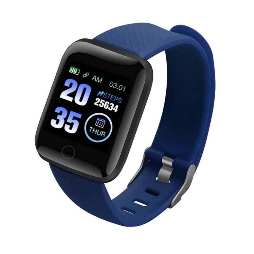1Pc 116plus Smart Watch Sports Fitness Tracker with Heart Rate Monitor - Blue