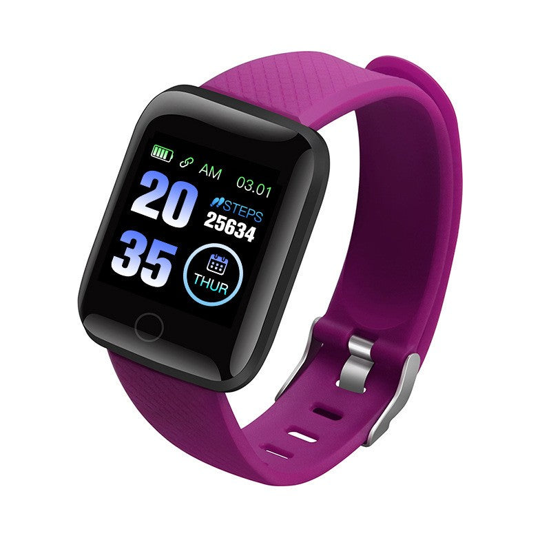 1Pc 116plus Smart Watch Sports Fitness Tracker with Heart Rate Monitor - Purple