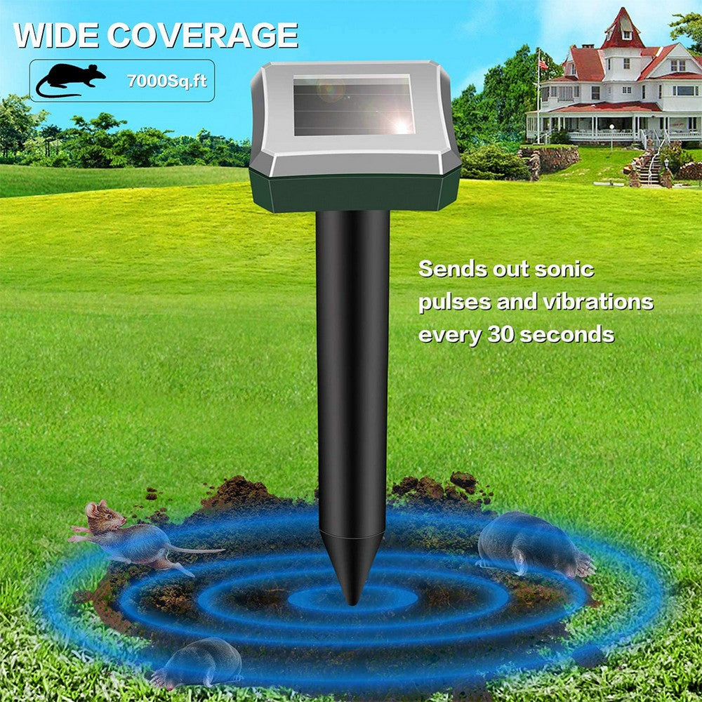 3 X Outdoor Solar Powered Ultrasonic Mole Repeller for Lawn Garden Yard