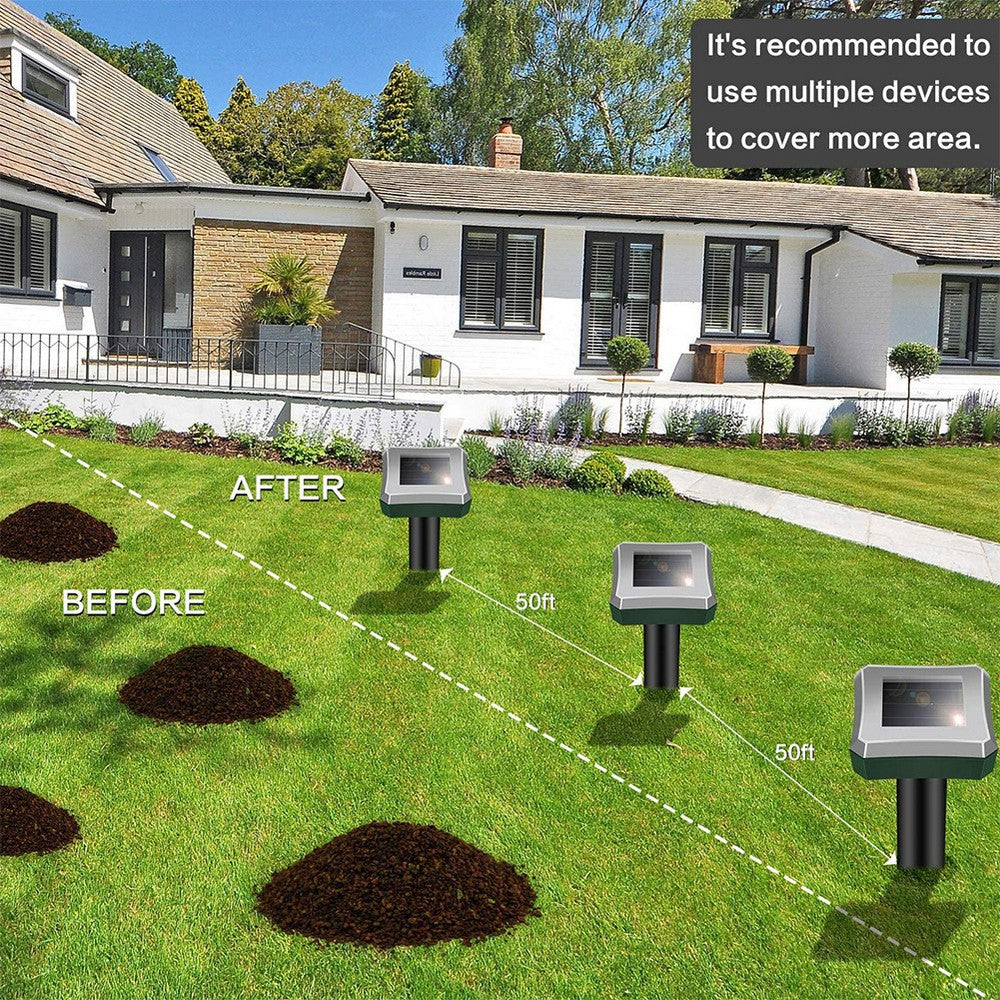 3 X Outdoor Solar Powered Ultrasonic Mole Repeller for Lawn Garden Yard