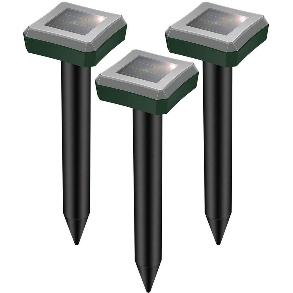3 X Outdoor Solar Powered Ultrasonic Mole Repeller for Lawn Garden Yard