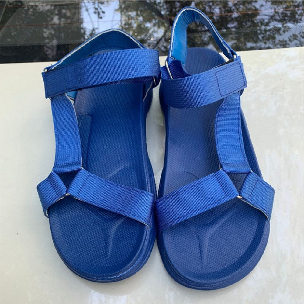 Womens Summer Platform Sandals Ankle Strap Open Toe Strappy Sandals Beach Shoes Blue