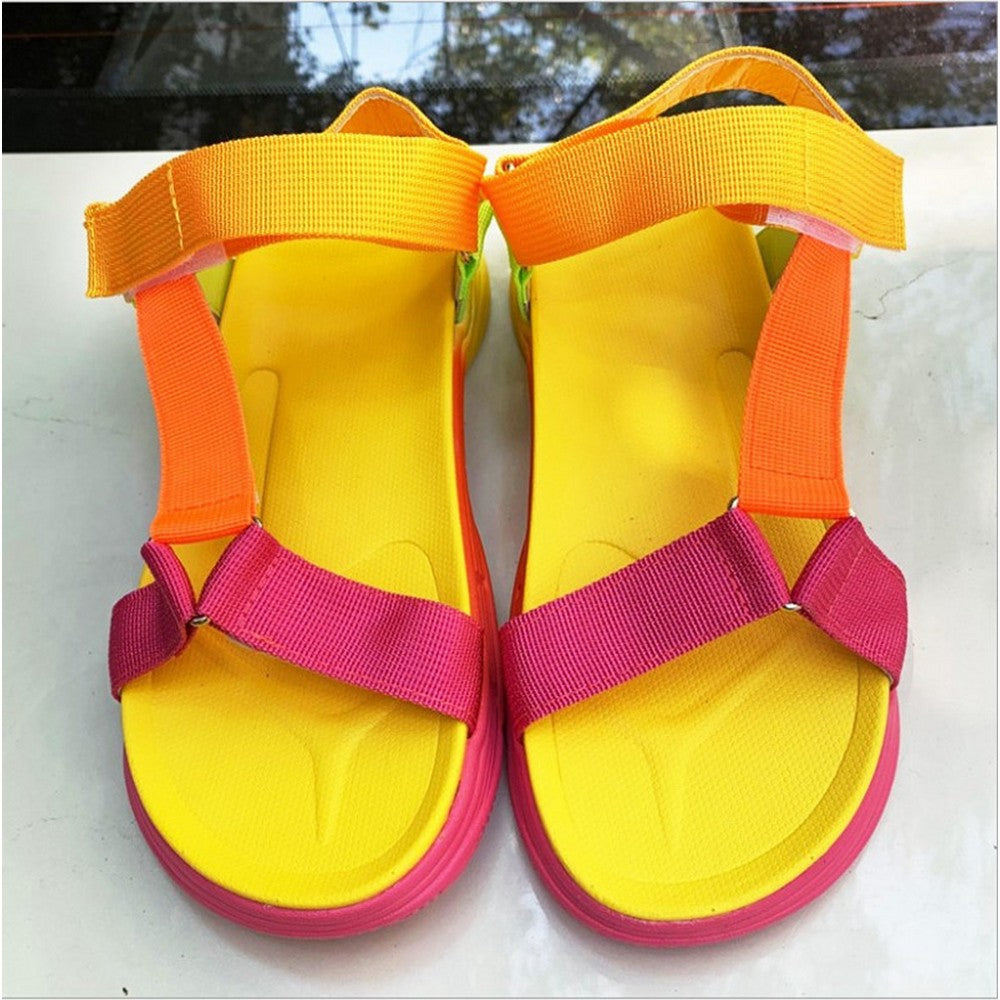 Womens Summer Platform Sandals Ankle Strap Open Toe Strappy Sandals Beach Shoes Multicolor