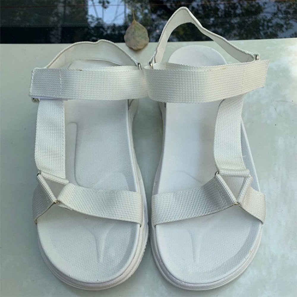 Womens Summer Platform Sandals Ankle Strap Open Toe Strappy Sandals Beach Shoes White