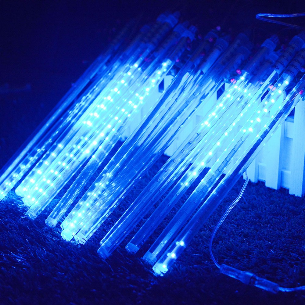 8 Tube 288 LEDs Solar Powered Lights Christmas Decoration Lamps Meteor Shower Rain Lights for Christmas Holiday Party Home Patio Party Blue