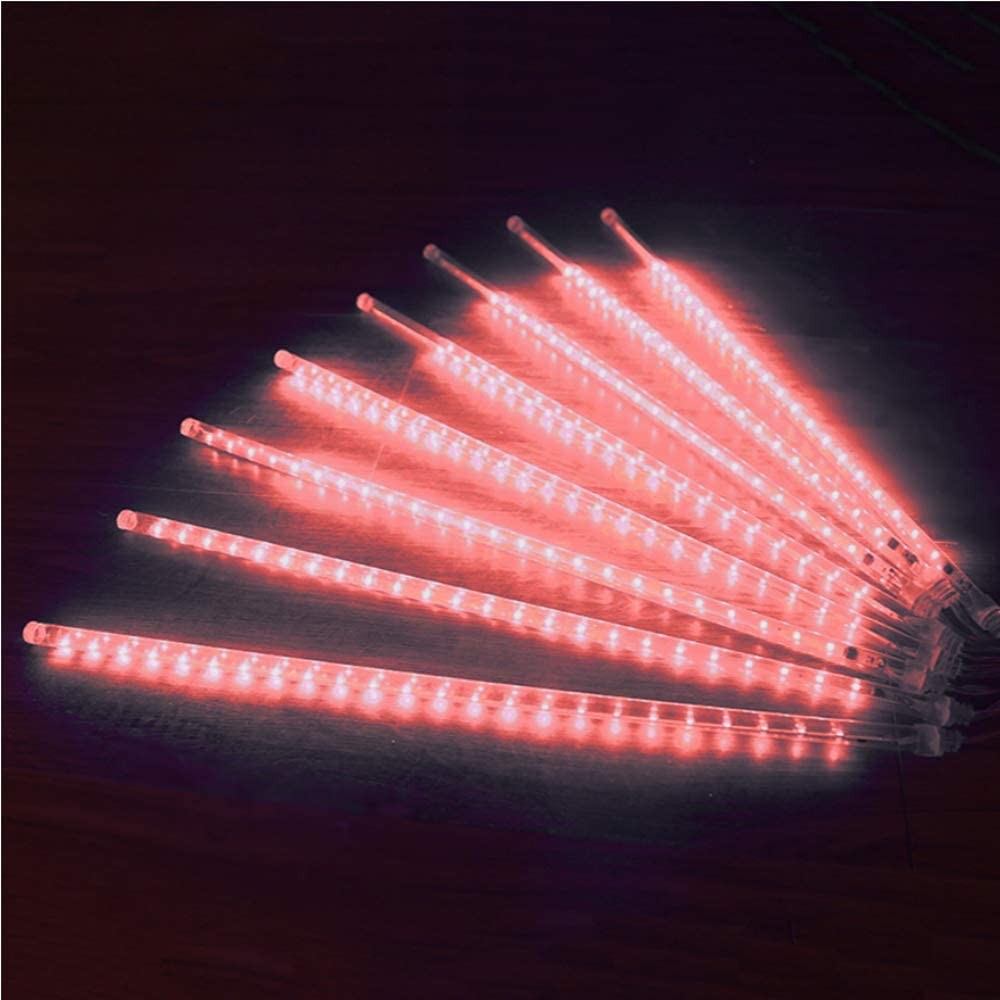 10 Tube 360 LEDs Solar Powered Lights Christmas Decoration Lamps Meteor Shower Rain Lights for Christmas Holiday Party Home Patio Party Red