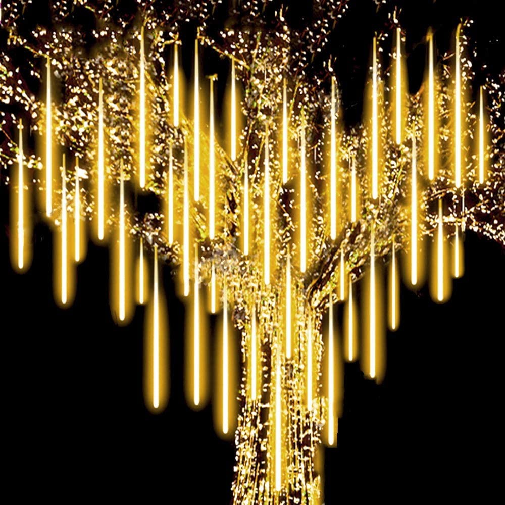 8 Tube 288 LEDs Solar Powered Lights Christmas Decoration Lamps Meteor Shower Rain Lights for Christmas Holiday Party Home Patio Party Warm White