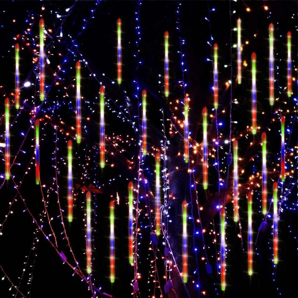 10 Tube 360 LEDs Solar Powered Lights Christmas Decoration Lamps Meteor Shower Rain Lights for Christmas Holiday Party Home Patio Party Multicolour