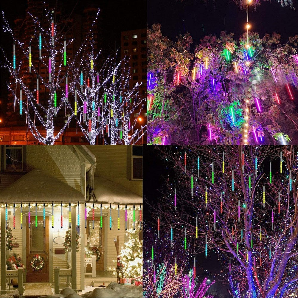 10 Tube 360 LEDs Solar Powered Lights Christmas Decoration Lamps Meteor Shower Rain Lights for Christmas Holiday Party Home Patio Party Multicolour