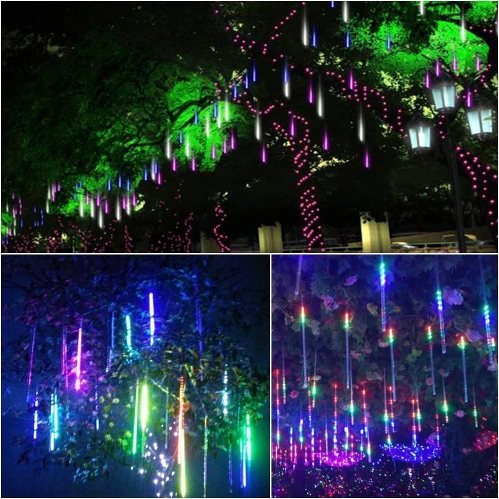 10 Tube 360 LEDs Solar Powered Lights Christmas Decoration Lamps Meteor Shower Rain Lights for Christmas Holiday Party Home Patio Party Multicolour