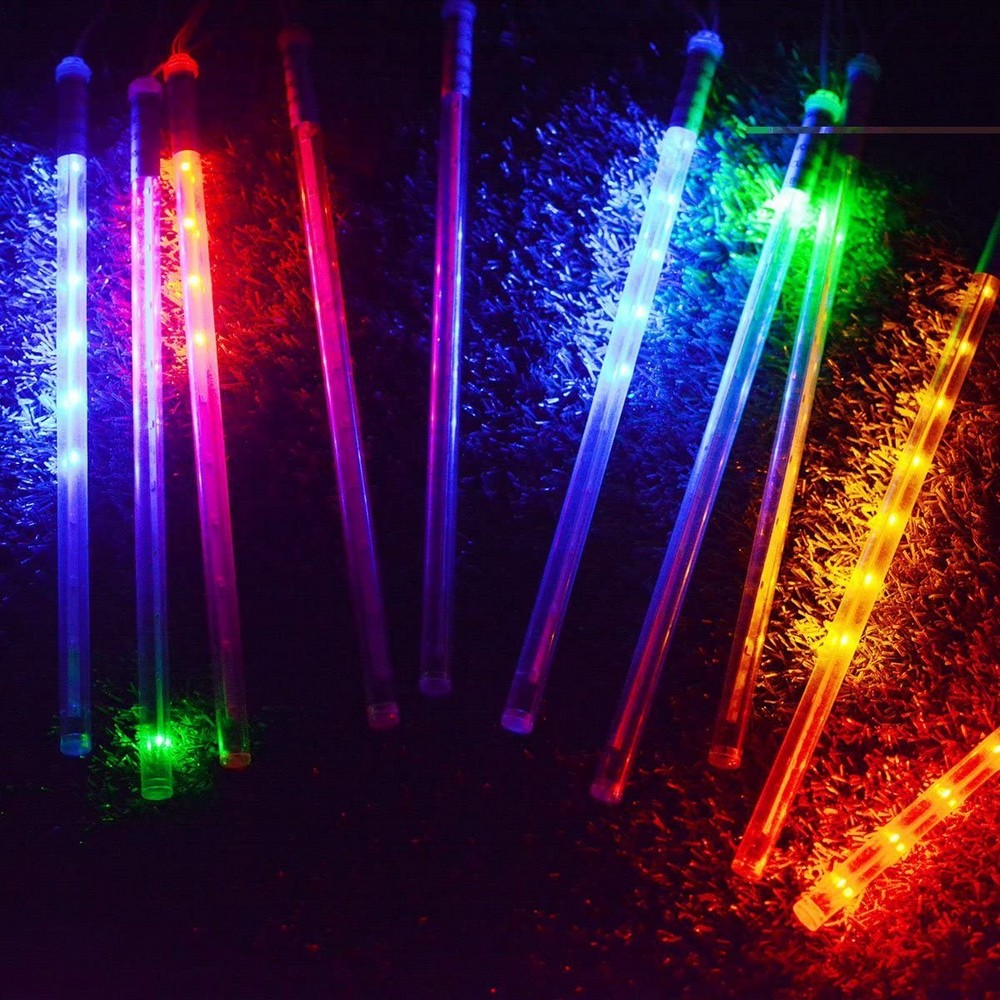 10 Tube 360 LEDs Solar Powered Lights Christmas Decoration Lamps Meteor Shower Rain Lights for Christmas Holiday Party Home Patio Party Multicolour