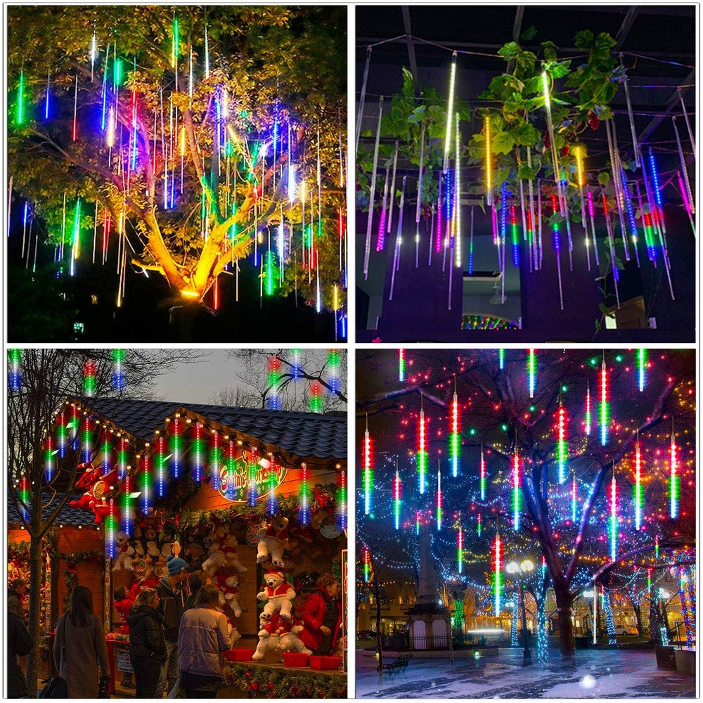 10 Tube 360 LEDs Solar Powered Lights Christmas Decoration Lamps Meteor Shower Rain Lights for Christmas Holiday Party Home Patio Party Multicolour