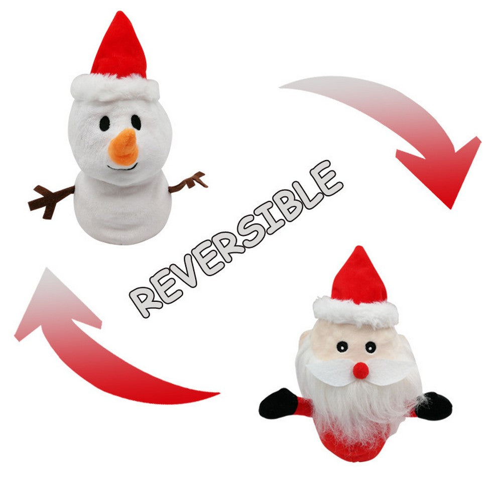 2 X Christmas Reversible Santa Claus Snowman Plushie Toy Kids Toy