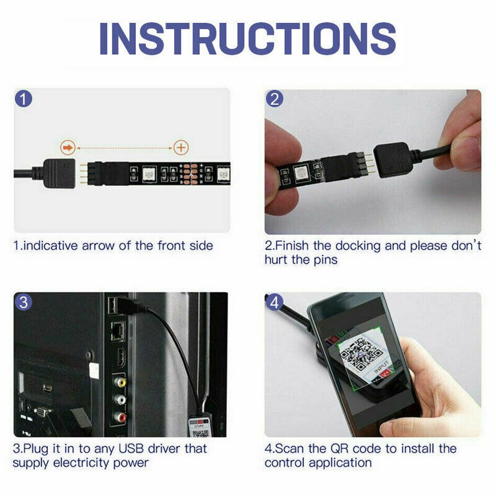 4 X App Control RGB Waterproof Smart Bluetooth LED Strip Lights