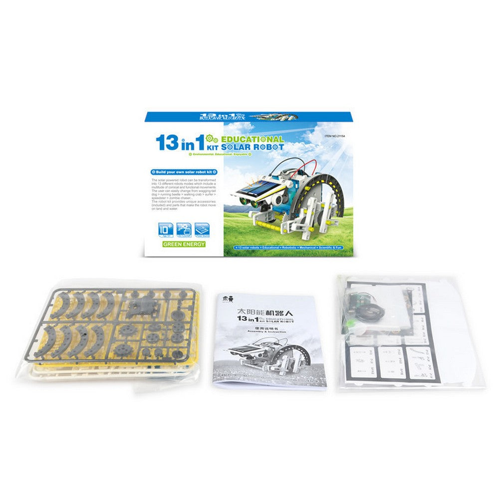 2 Pack 13 in 1 DIY Solar Powered Robot Toys Kit Educational Experiment Set