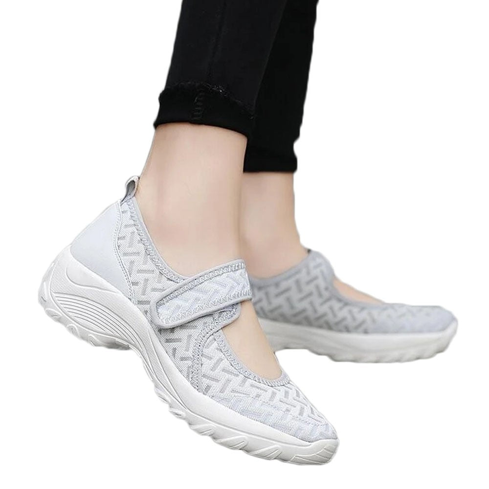 Women Summer Breathable Mesh Light Shoes Wedge Platform Walking Shoes Grey