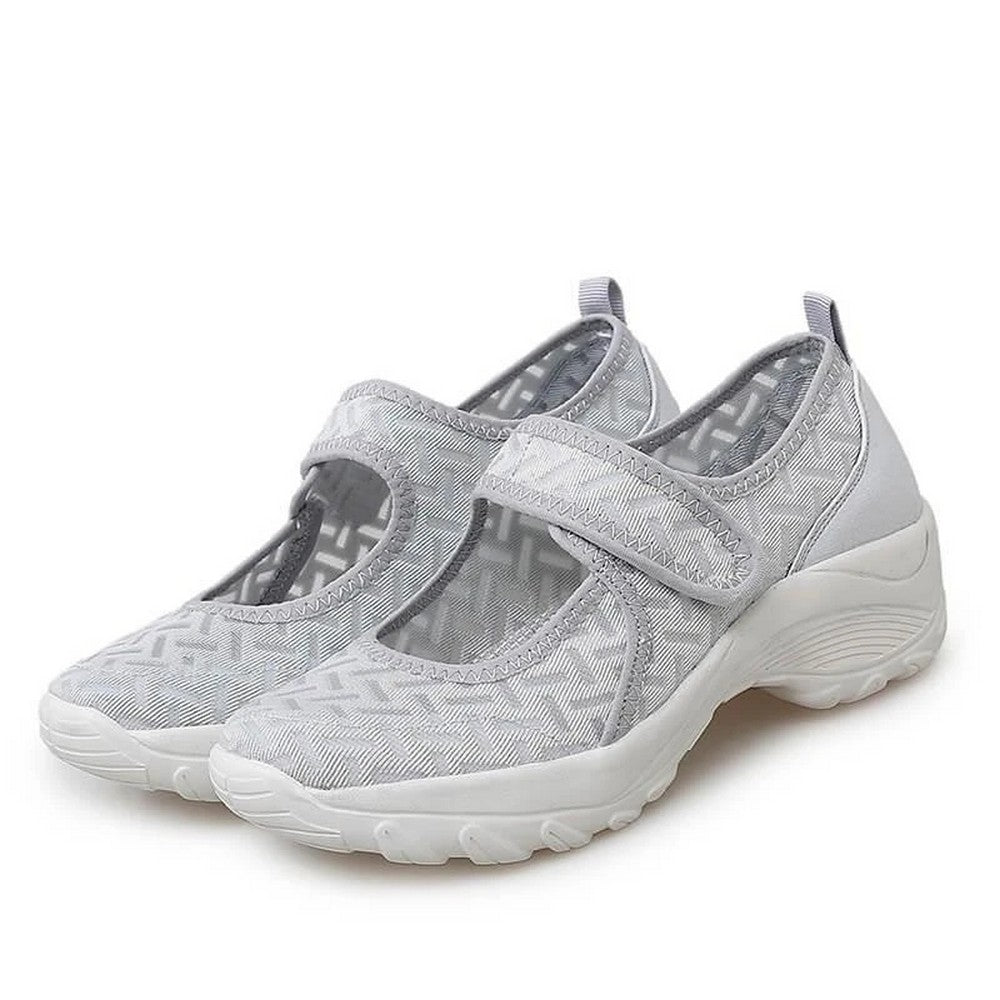 Women Summer Breathable Mesh Light Shoes Wedge Platform Walking Shoes Grey